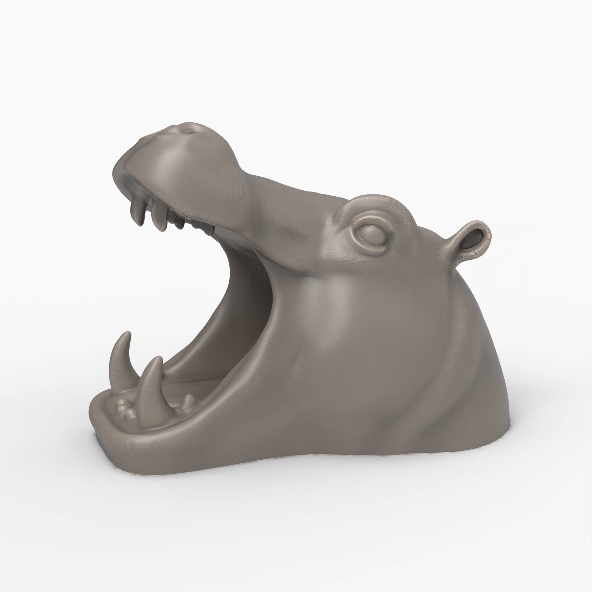 Hippo Head Animal Sculpture For Garden Decor or Tabletop Storage 3D print model_16
