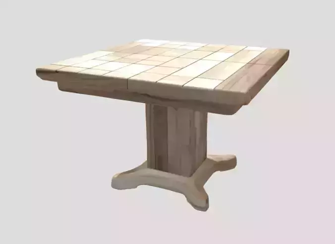 Wooden Table 3D Model PBR Textured Game Ready Asset Low-poly 3D model