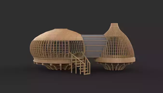 Tree House Wooden Tent 3D model