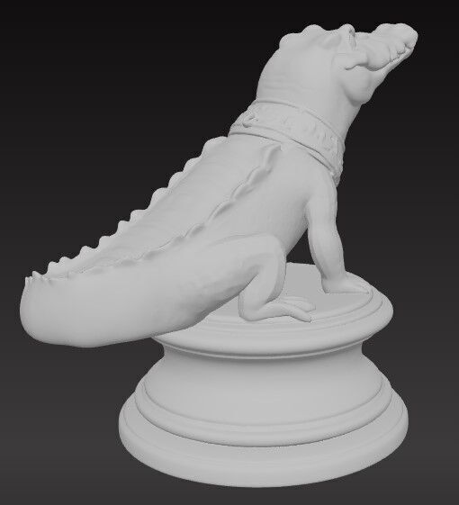Victorian Style Crocodile Sculpture 3D Model STL FBX OBJ GLB 3D print model_5