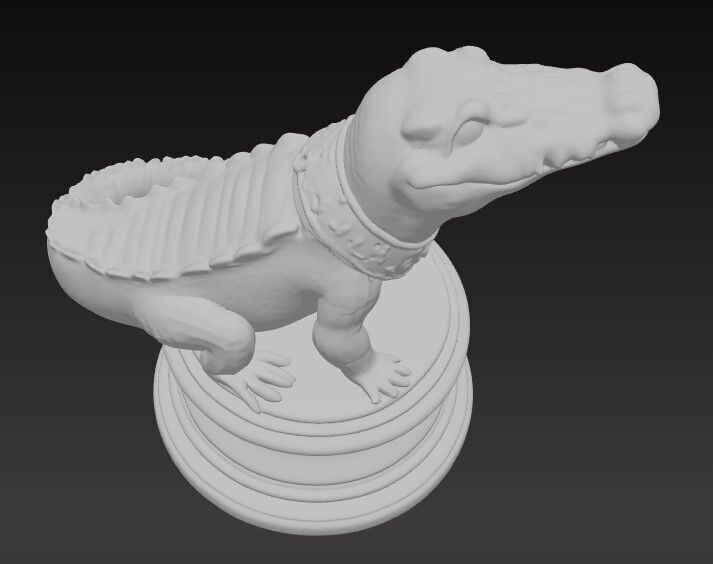 Victorian Style Crocodile Sculpture 3D Model STL FBX OBJ GLB 3D print model_8