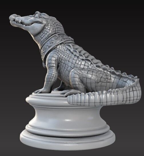 Victorian Style Crocodile Sculpture 3D Model STL FBX OBJ GLB 3D print model_13