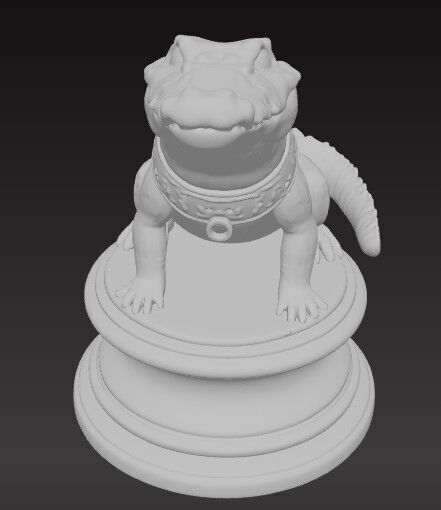 Victorian Style Crocodile Sculpture 3D Model STL FBX OBJ GLB 3D print model_6