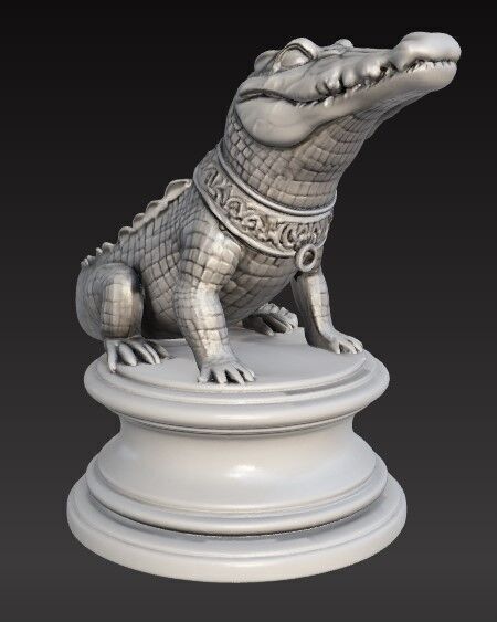 Victorian Style Crocodile Sculpture 3D Model STL FBX OBJ GLB 3D print model_12