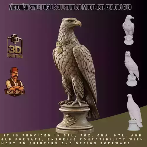 Victorian Style Eagle Sculpture 3D Model STL FBX OBJ GLB 3D print model