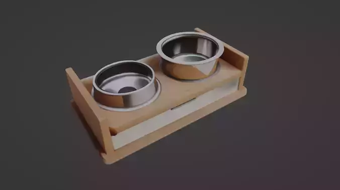 Modern Dual Bowl Dog Feeder Station