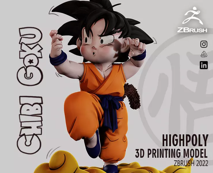 CHIBI GOKU Character Sculpted for 3D PRINTING  3D print model_0