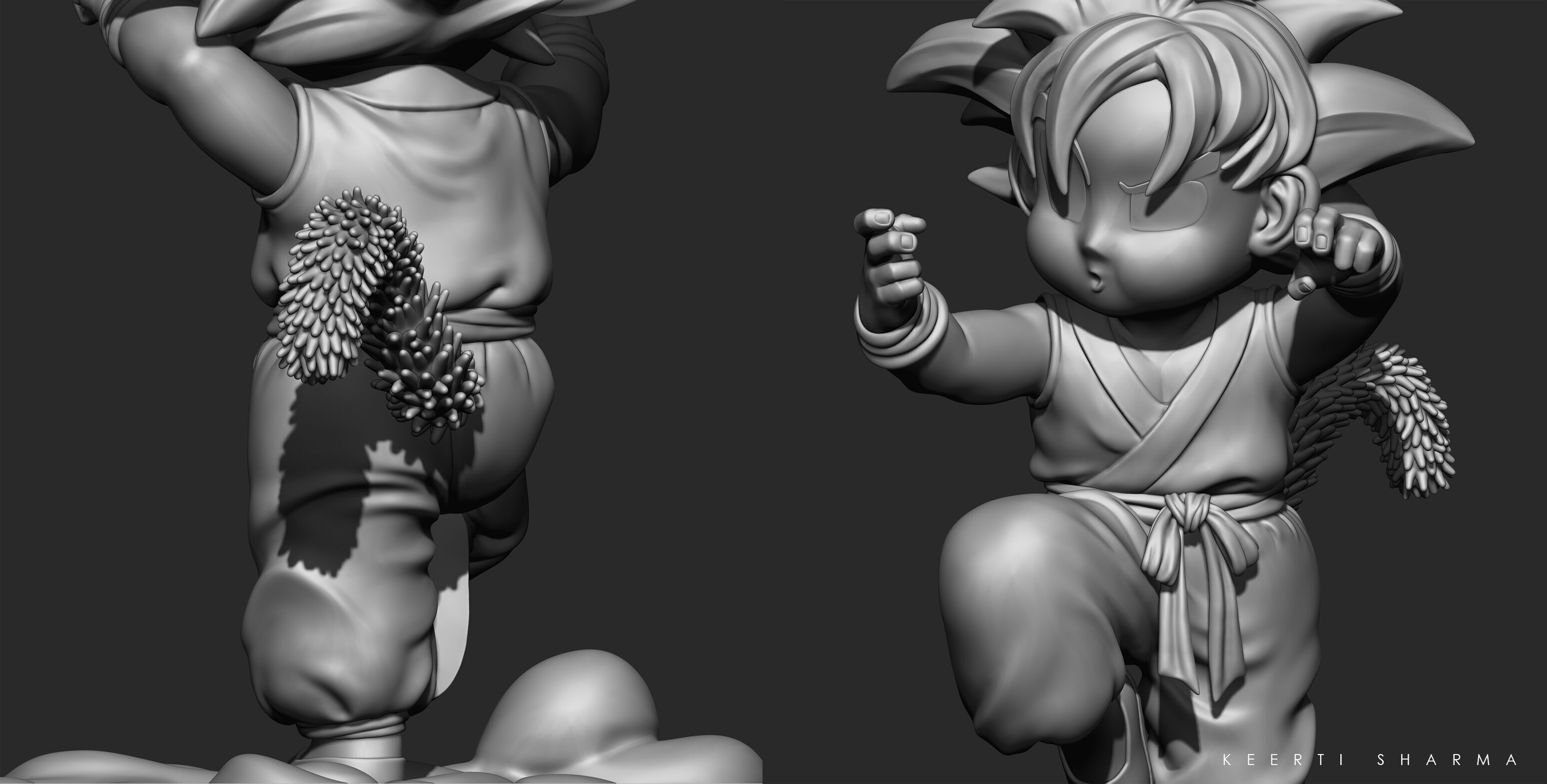 CHIBI GOKU Character Sculpted for 3D PRINTING  3D print model_33