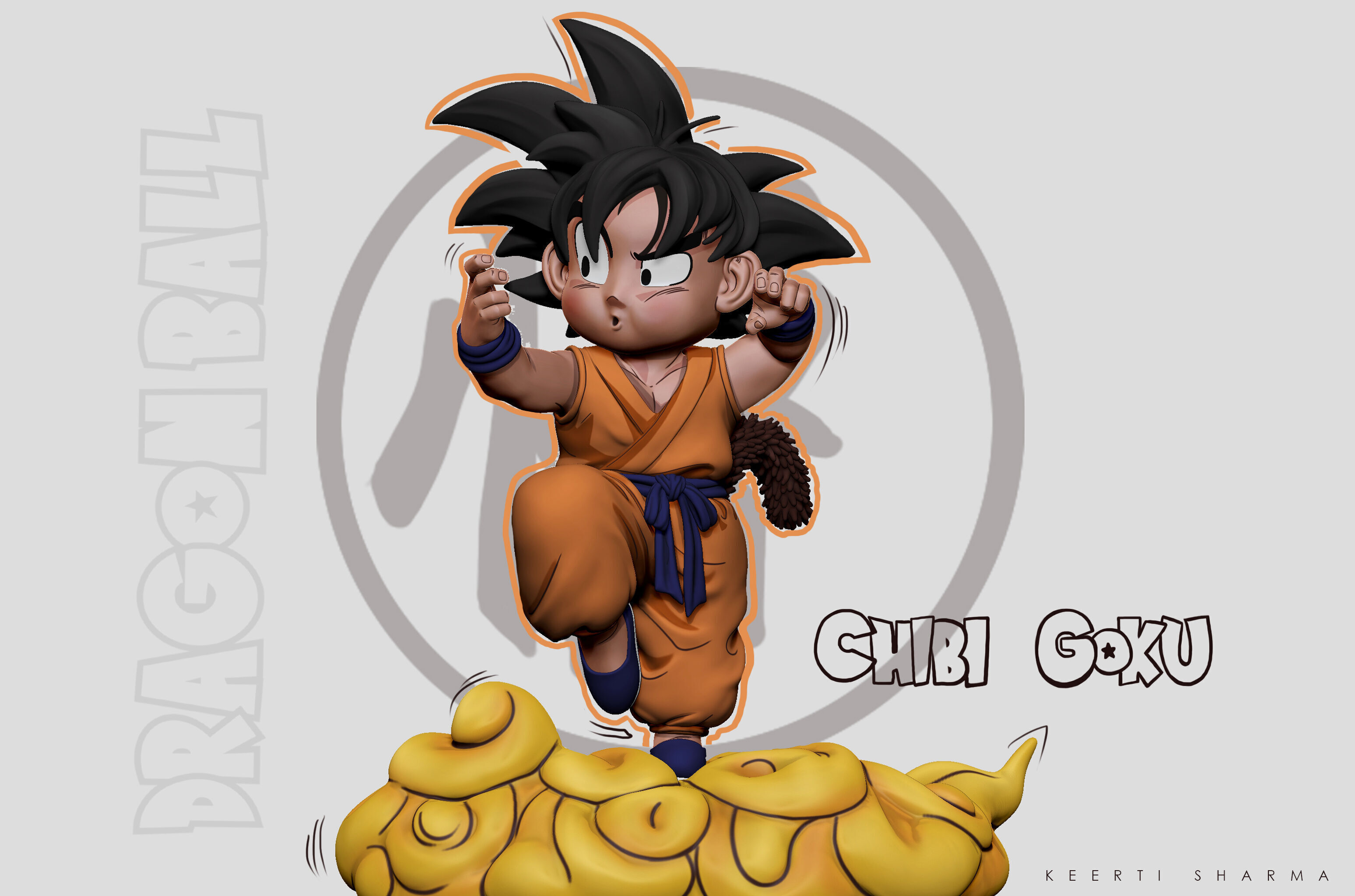 CHIBI GOKU Character Sculpted for 3D PRINTING  3D print model_7