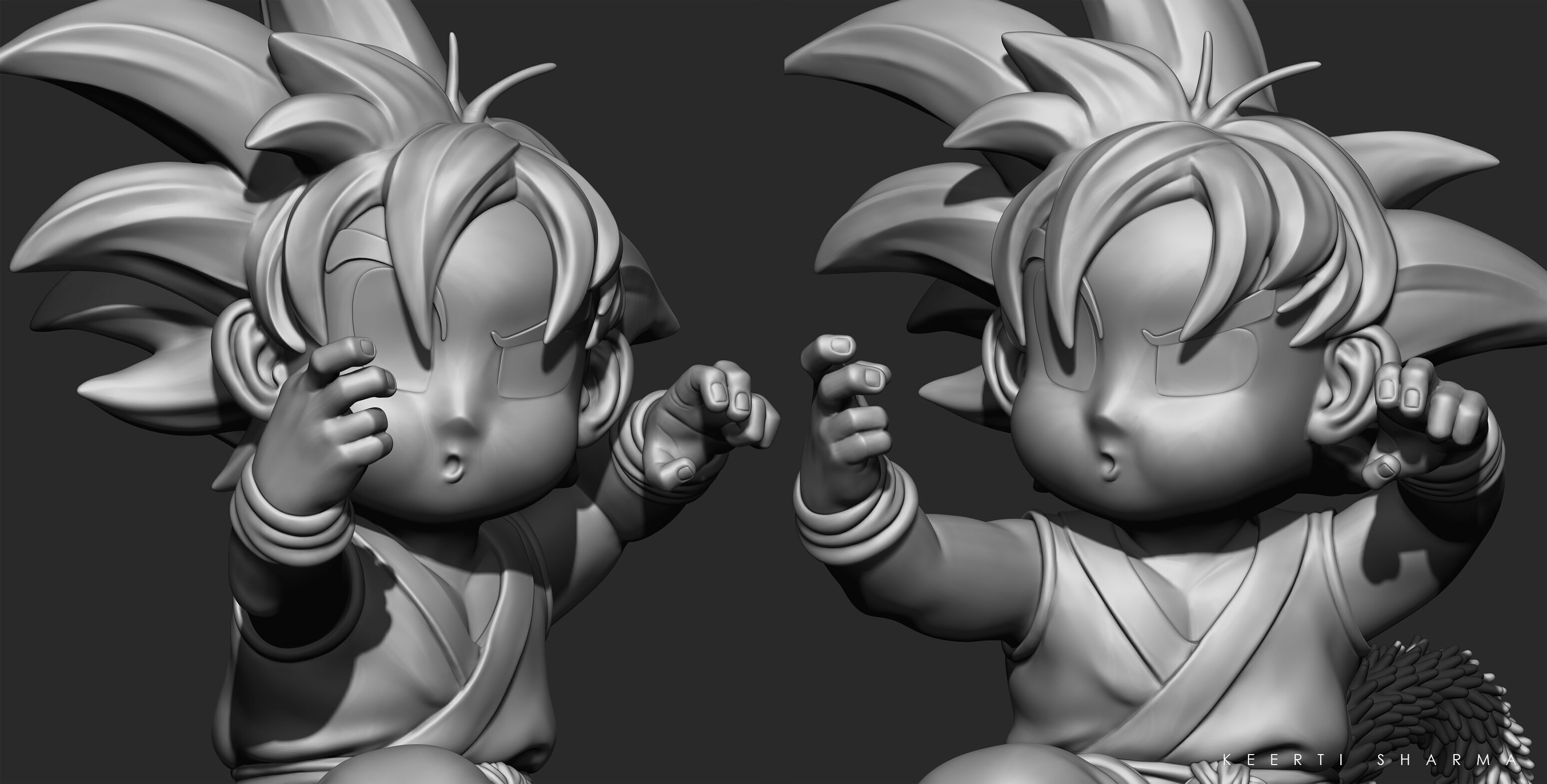CHIBI GOKU Character Sculpted for 3D PRINTING  3D print model_43