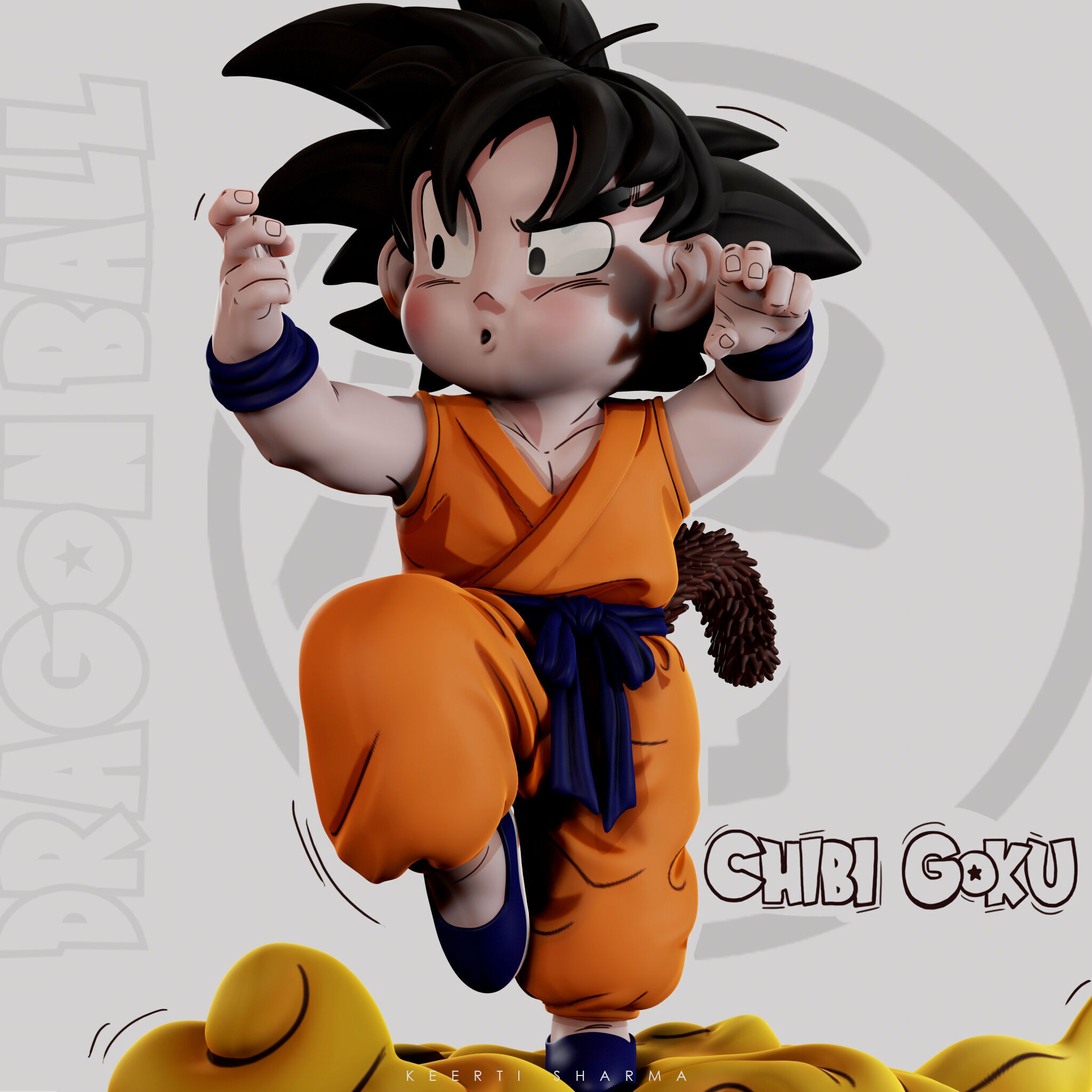 CHIBI GOKU Character Sculpted for 3D PRINTING  3D print model_4
