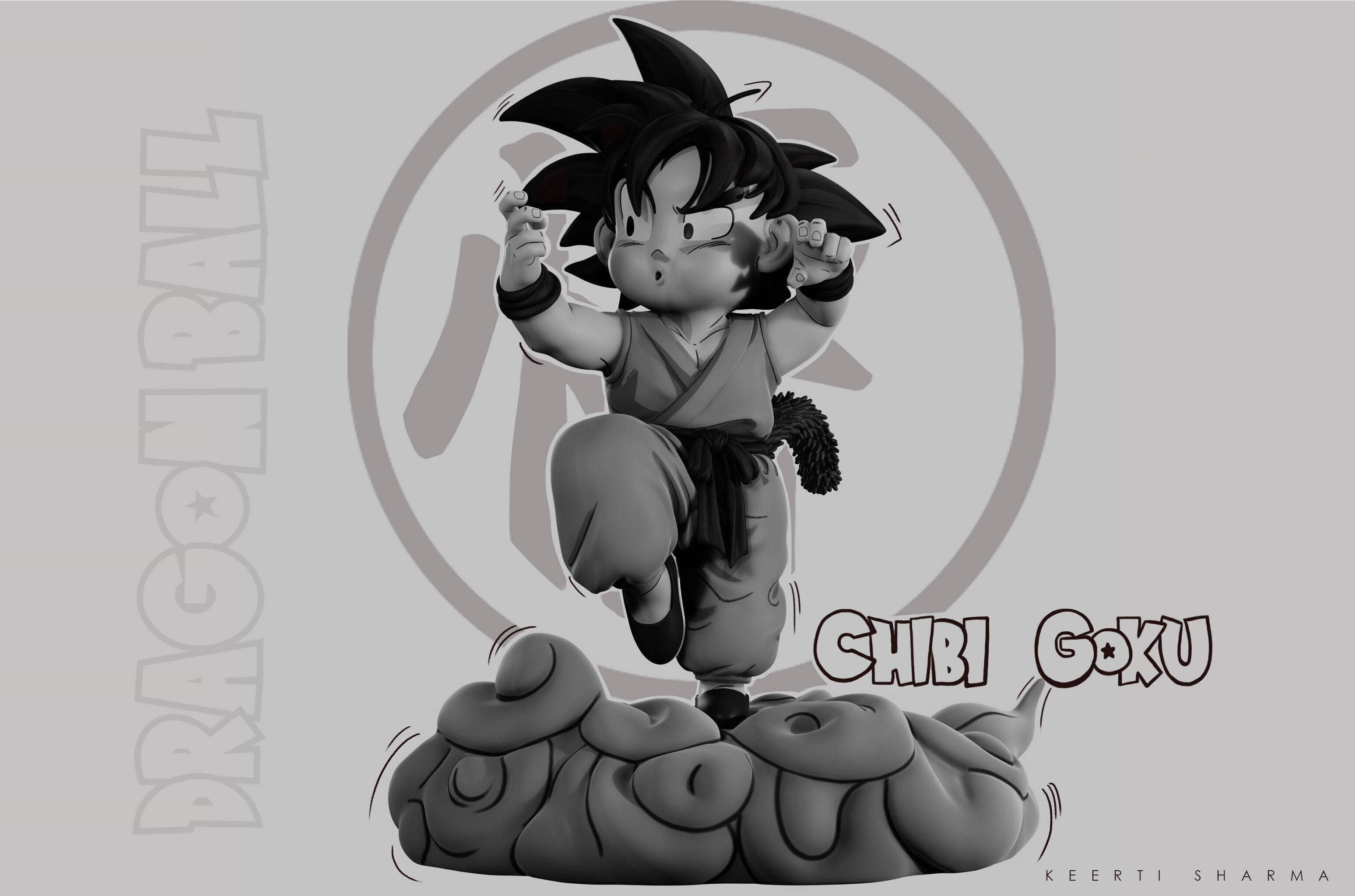 CHIBI GOKU Character Sculpted for 3D PRINTING  3D print model_9