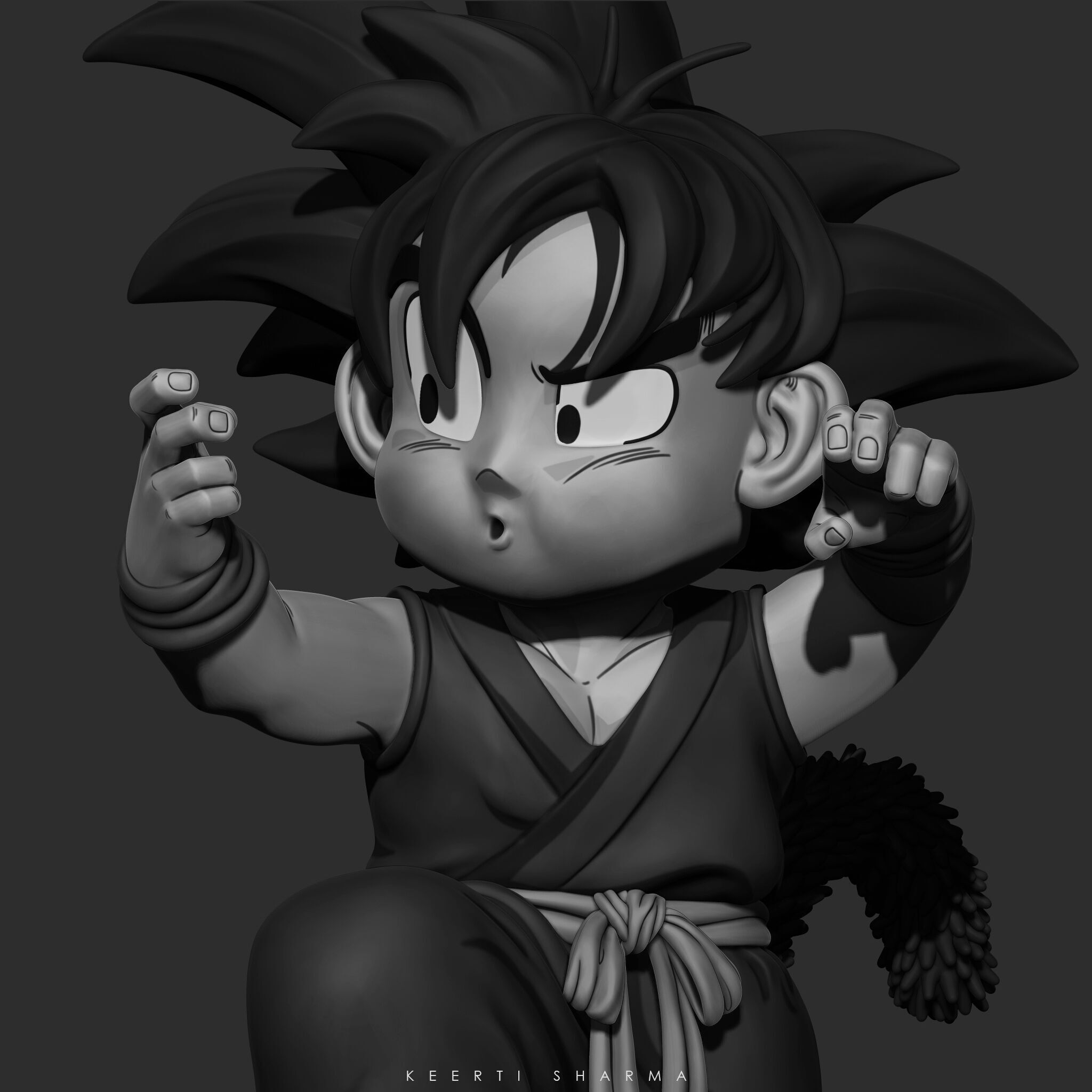 CHIBI GOKU Character Sculpted for 3D PRINTING  3D print model_36