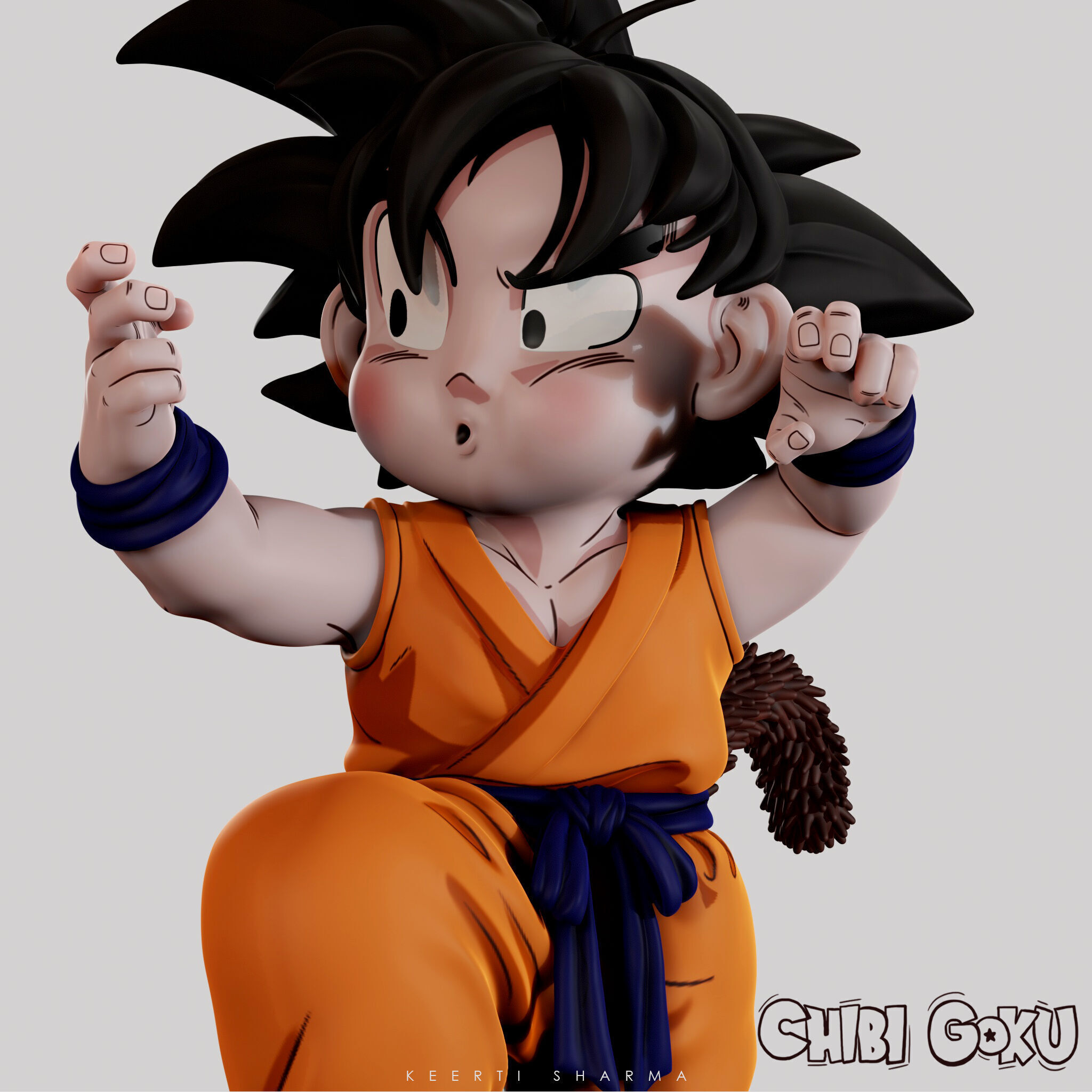 CHIBI GOKU Character Sculpted for 3D PRINTING  3D print model_3