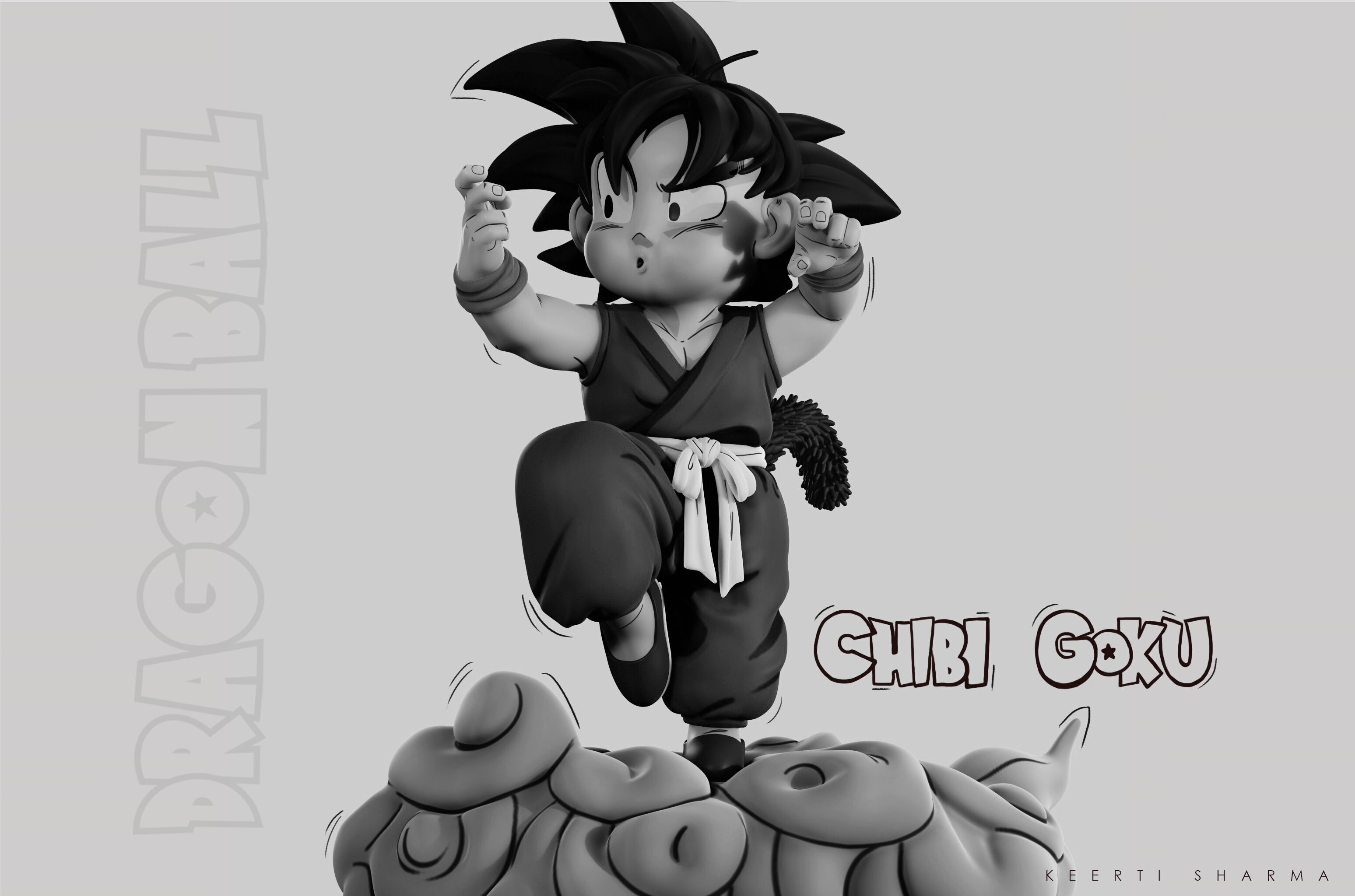 CHIBI GOKU Character Sculpted for 3D PRINTING  3D print model_8