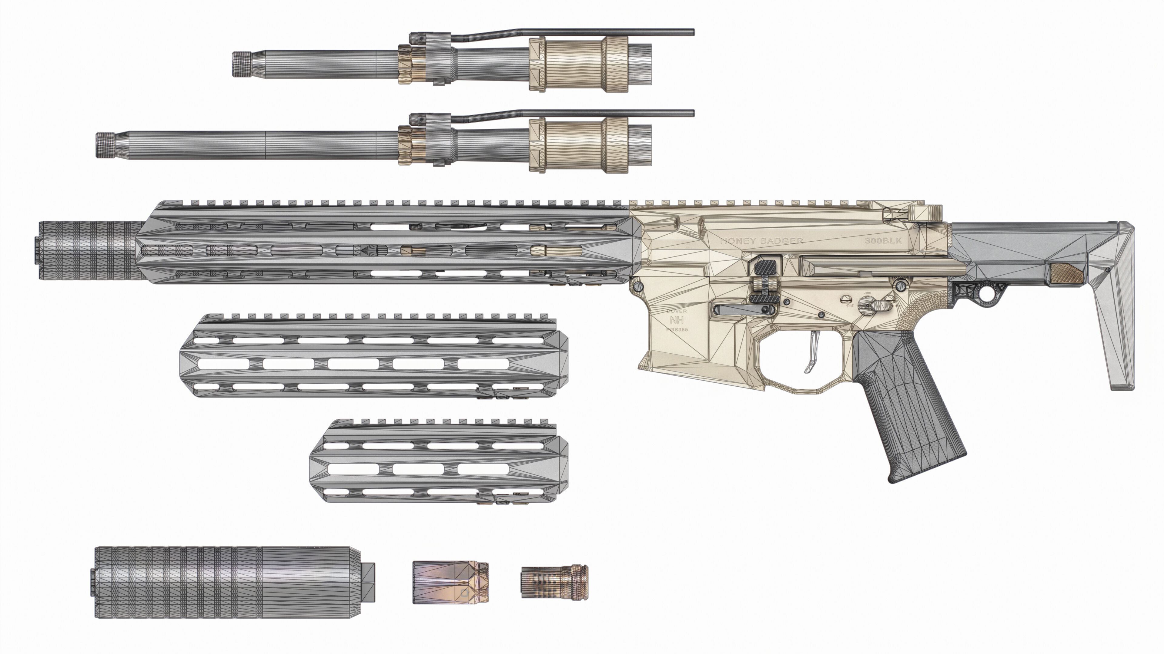 Q Honey Badger Rifle Low-poly 3D model_38