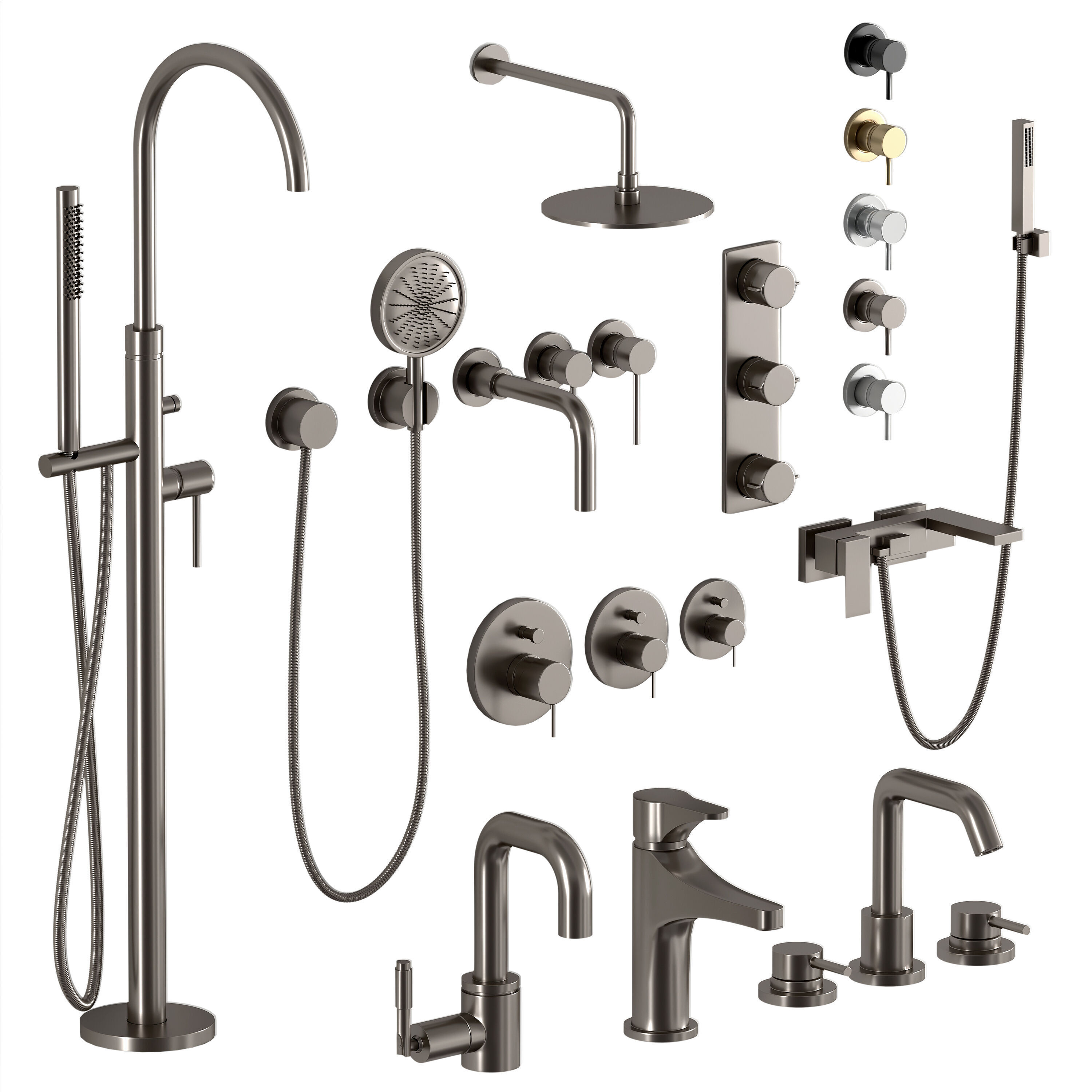 faucet and shower omnires set 07 Low-poly 3D model_3