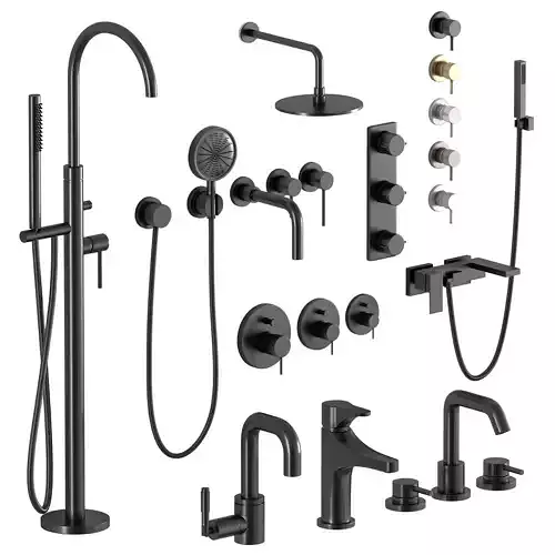 faucet and shower omnires set 07 Low-poly 3D model