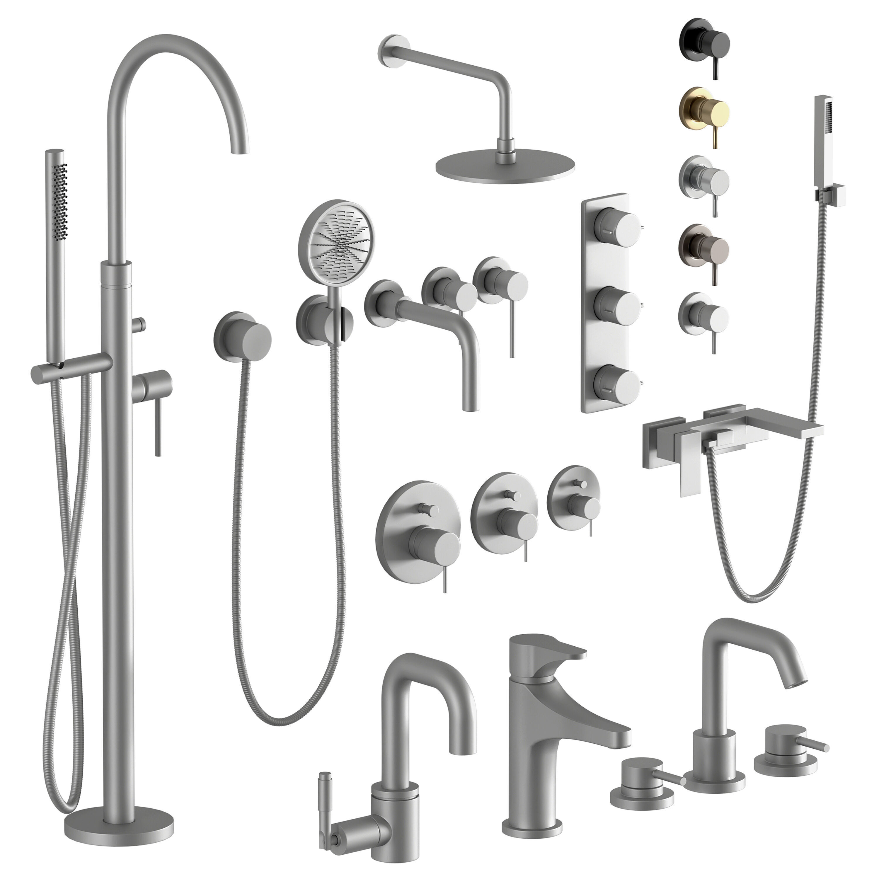 faucet and shower omnires set 07 Low-poly 3D model_4
