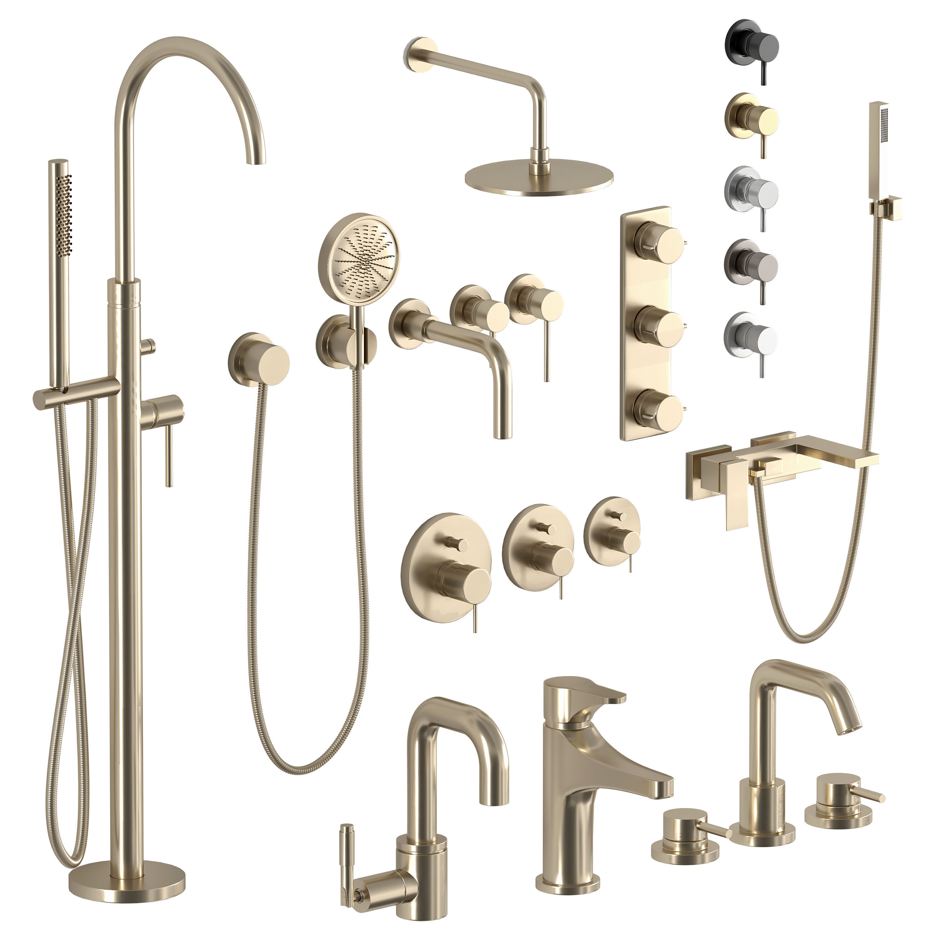faucet and shower omnires set 07 Low-poly 3D model_1