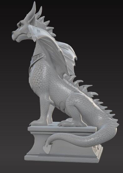 Victorian Style Dragon Sculpture 3D Model STL FBX OBJ GLB 3D print model_9