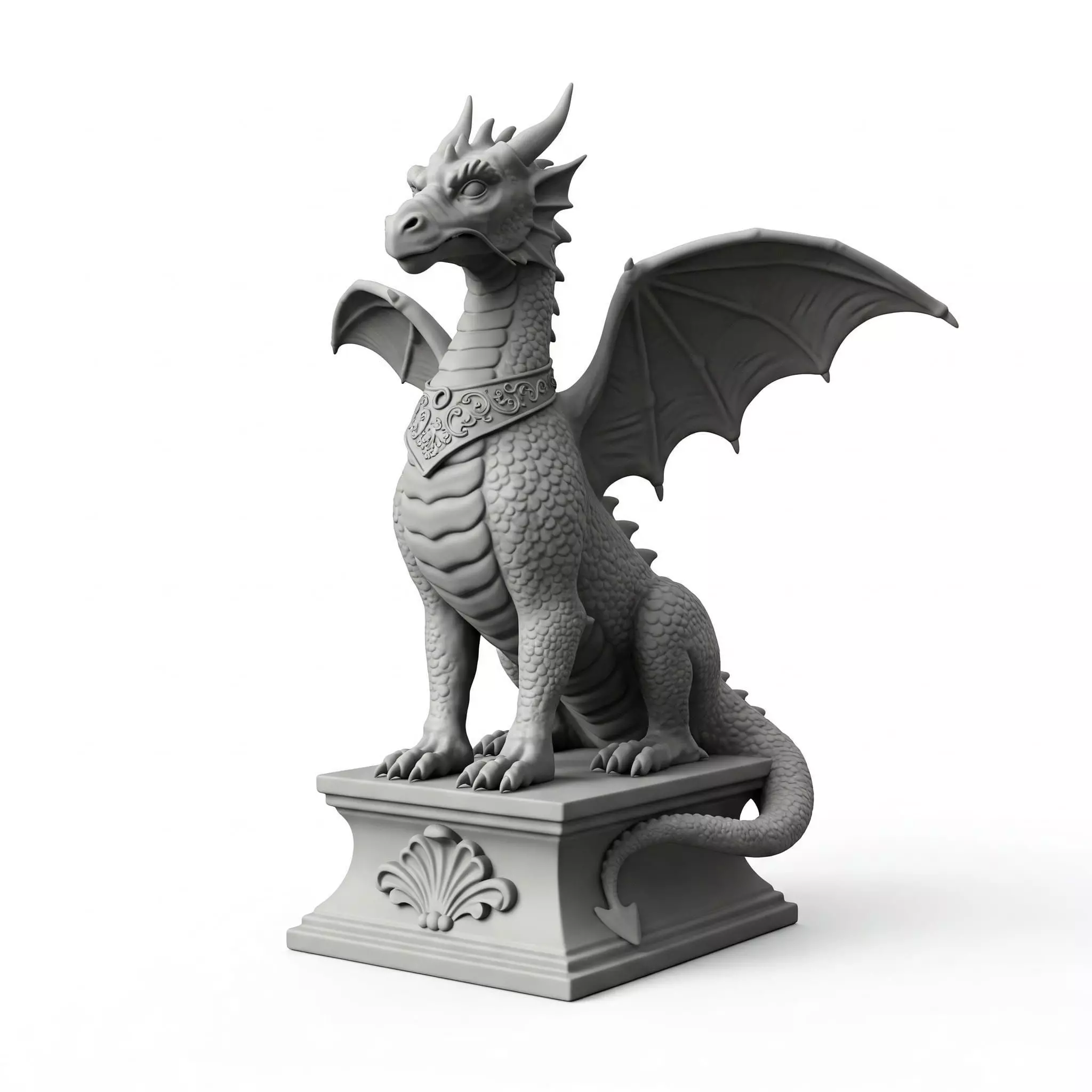 Victorian Style Dragon Sculpture 3D Model STL FBX OBJ GLB 3D print model_1