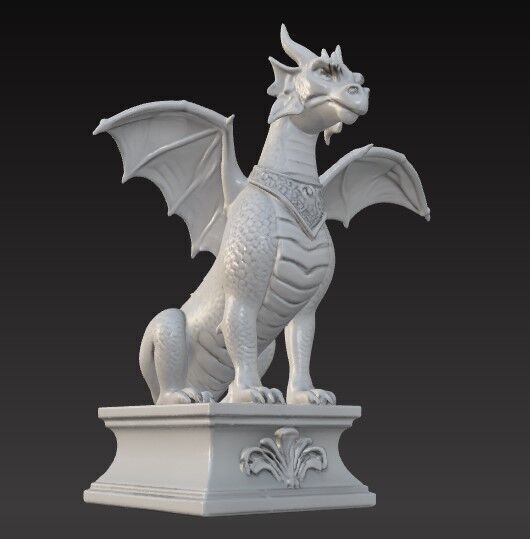 Victorian Style Dragon Sculpture 3D Model STL FBX OBJ GLB 3D print model_10