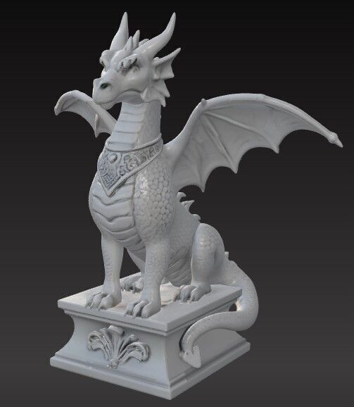 Victorian Style Dragon Sculpture 3D Model STL FBX OBJ GLB 3D print model_12