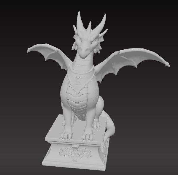 Victorian Style Dragon Sculpture 3D Model STL FBX OBJ GLB 3D print model_8