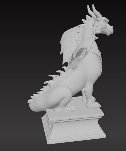 Victorian Style Dragon Sculpture 3D Model STL FBX OBJ GLB 3D print model_4