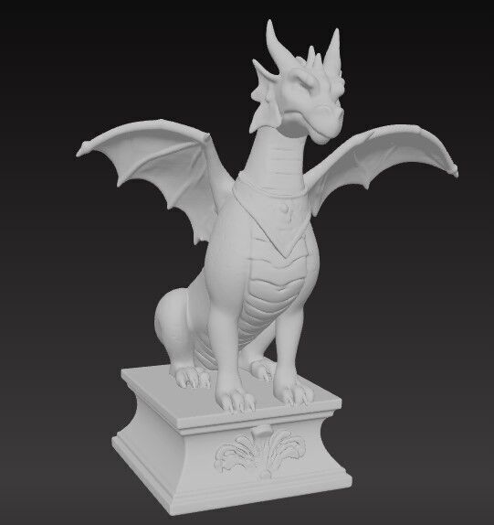 Victorian Style Dragon Sculpture 3D Model STL FBX OBJ GLB 3D print model_7