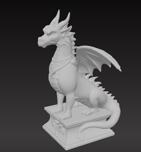 Victorian Style Dragon Sculpture 3D Model STL FBX OBJ GLB 3D print model_11