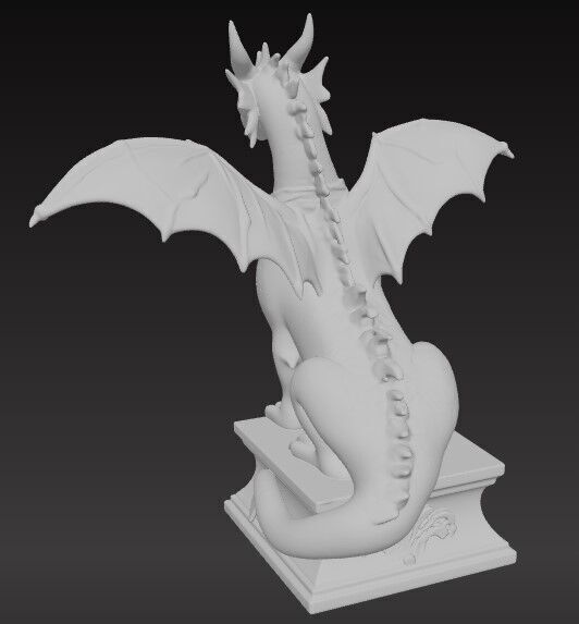 Victorian Style Dragon Sculpture 3D Model STL FBX OBJ GLB 3D print model_3