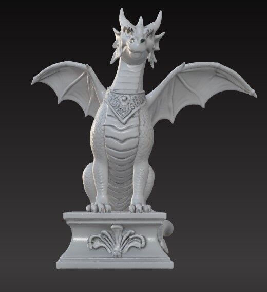 Victorian Style Dragon Sculpture 3D Model STL FBX OBJ GLB 3D print model_13