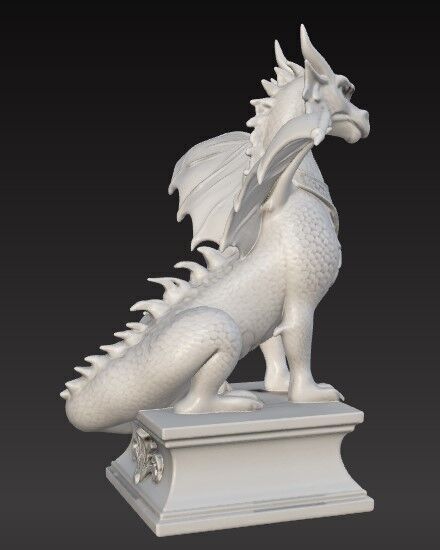 Victorian Style Dragon Sculpture 3D Model STL FBX OBJ GLB 3D print model_6
