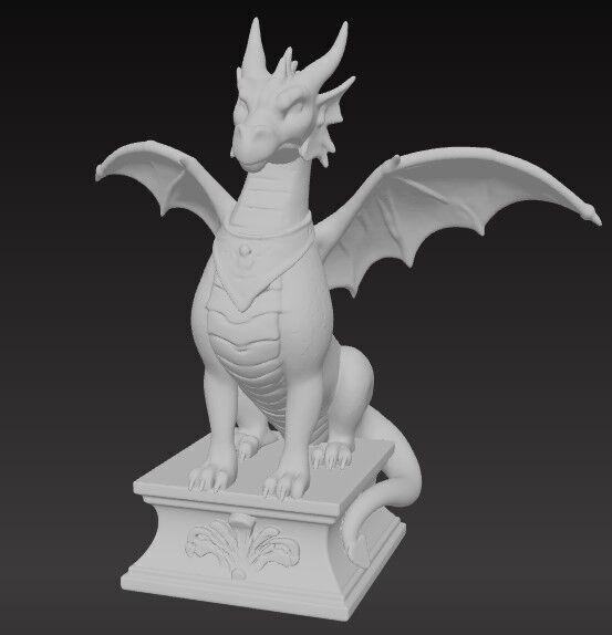 Victorian Style Dragon Sculpture 3D Model STL FBX OBJ GLB 3D print model_2