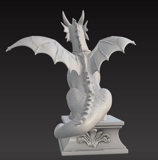 Victorian Style Dragon Sculpture 3D Model STL FBX OBJ GLB 3D print model_5