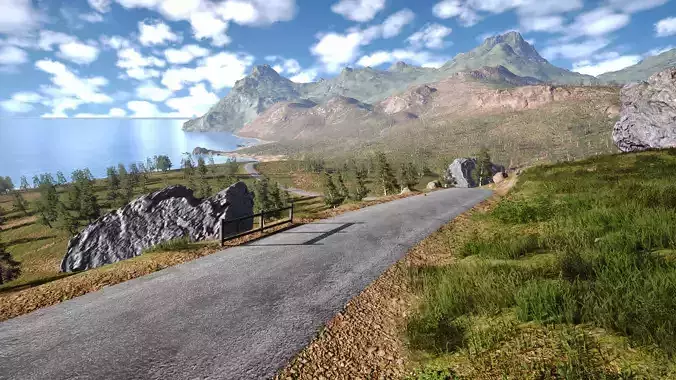 Coastal Mountain Range Game Environment
