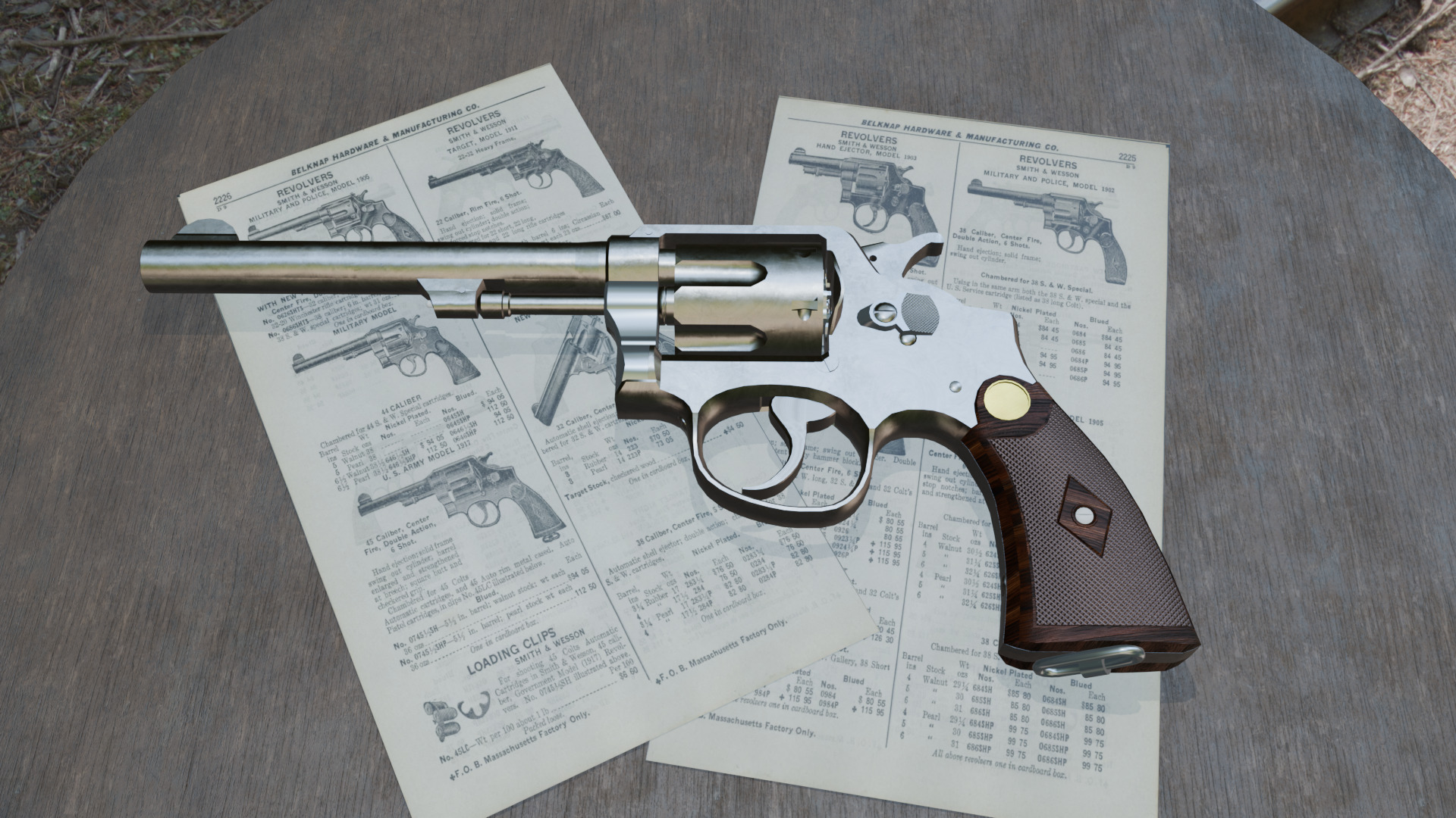 Revolver Smith e Wesson MeP 1905 Low-poly 3D model_1