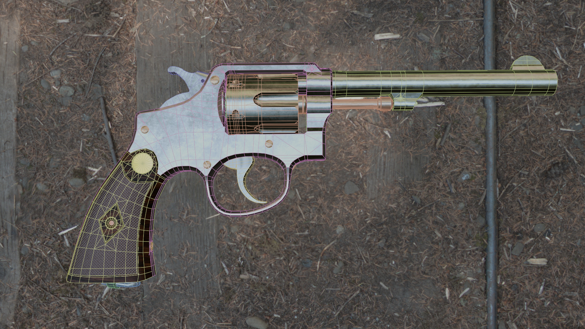 Revolver Smith e Wesson MeP 1905 Low-poly 3D model_4
