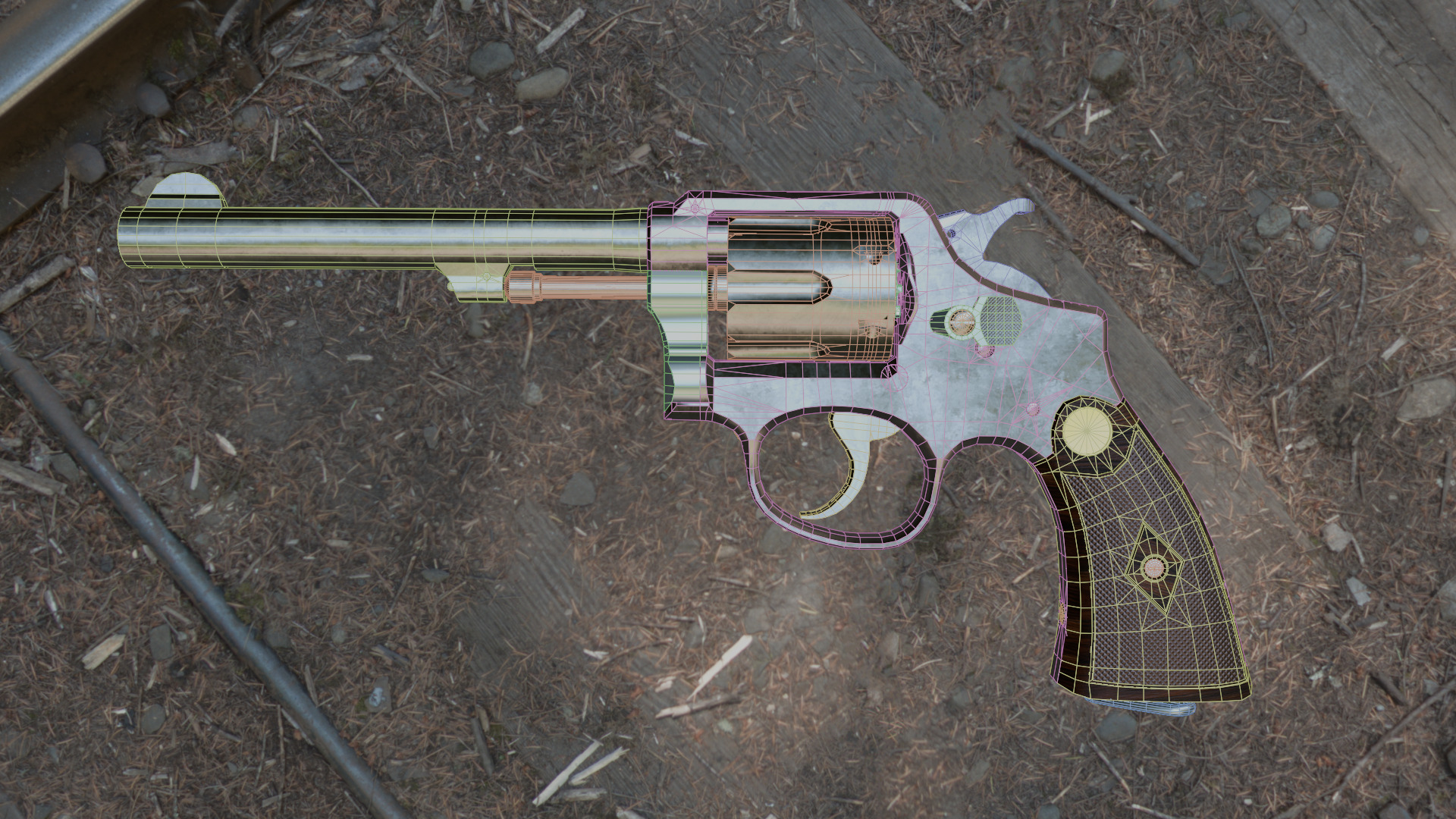 Revolver Smith e Wesson MeP 1905 Low-poly 3D model_3