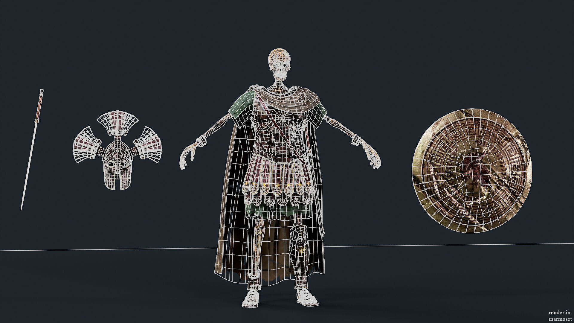 SKELETON SPARTAN ROYAL GUARD Low-poly 3D model_10