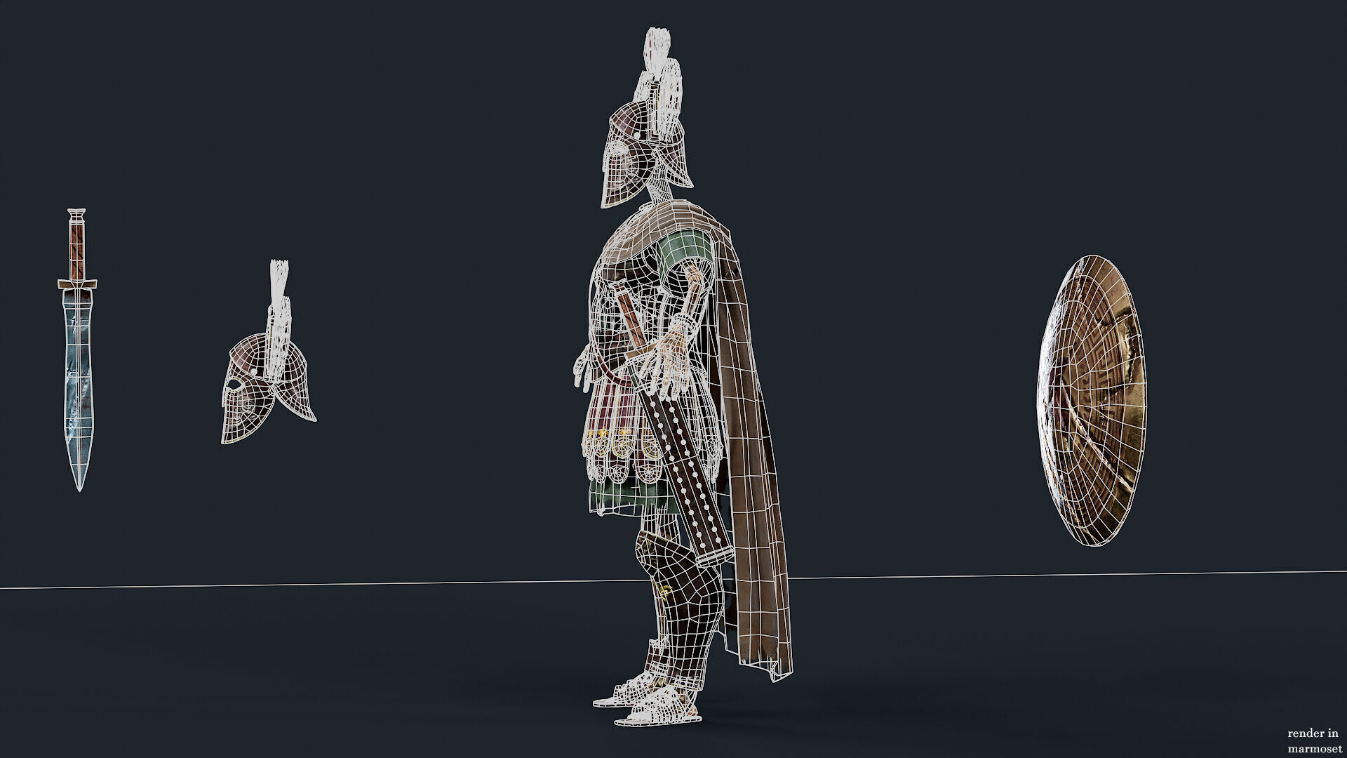 SKELETON SPARTAN ROYAL GUARD Low-poly 3D model_14