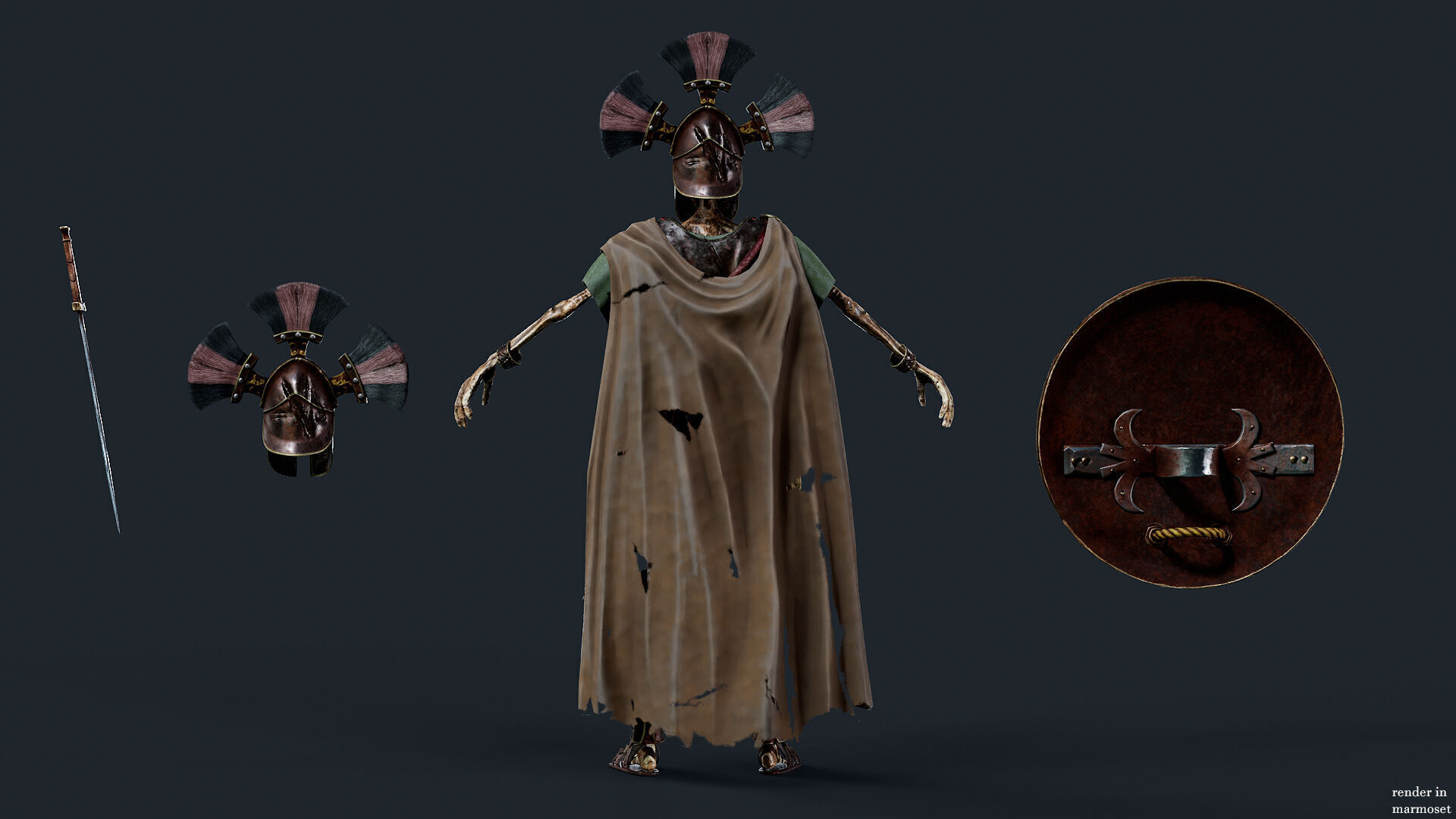 SKELETON SPARTAN ROYAL GUARD Low-poly 3D model_9