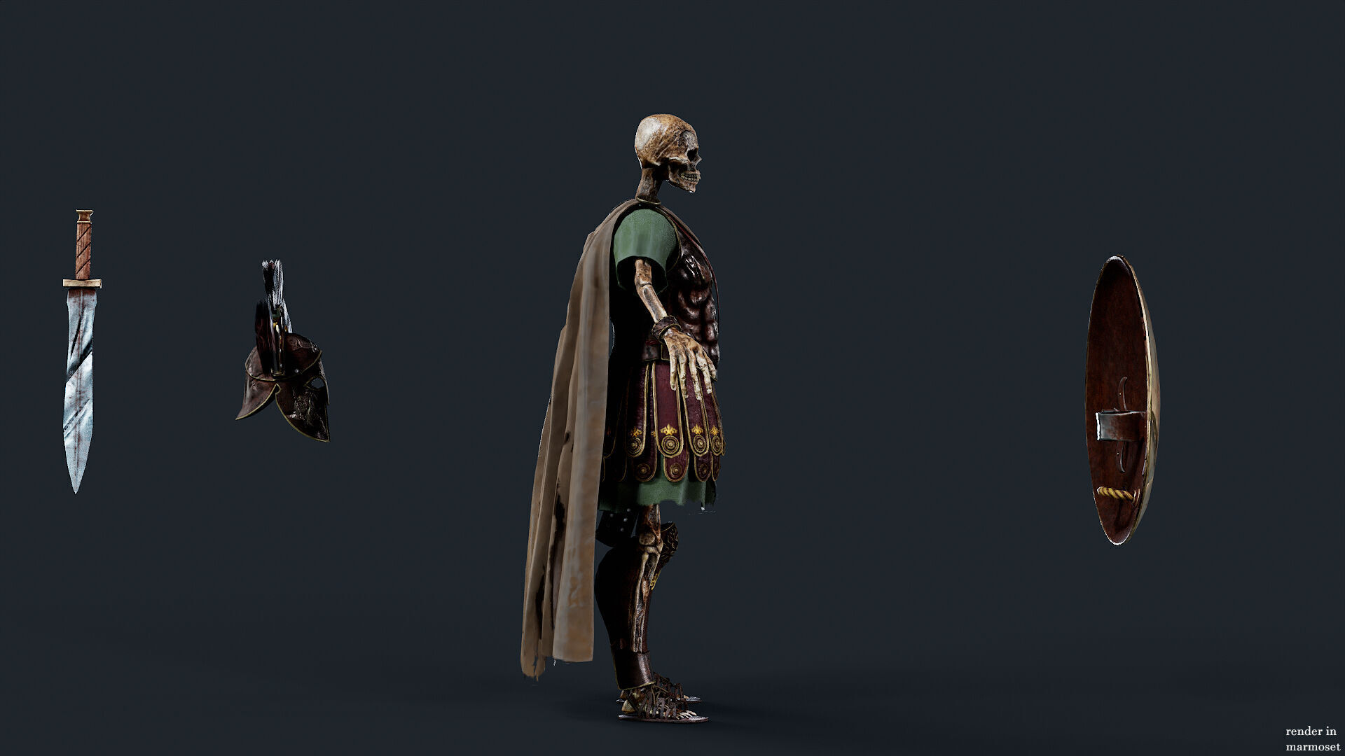 SKELETON SPARTAN ROYAL GUARD Low-poly 3D model_8