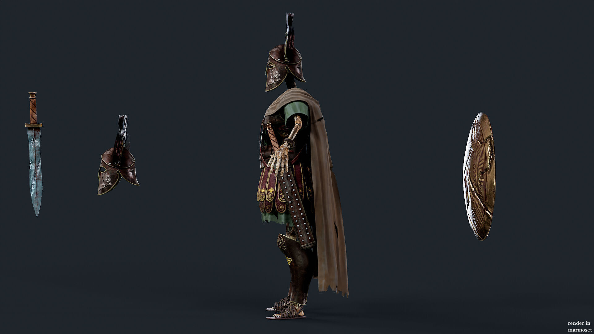 SKELETON SPARTAN ROYAL GUARD Low-poly 3D model_6