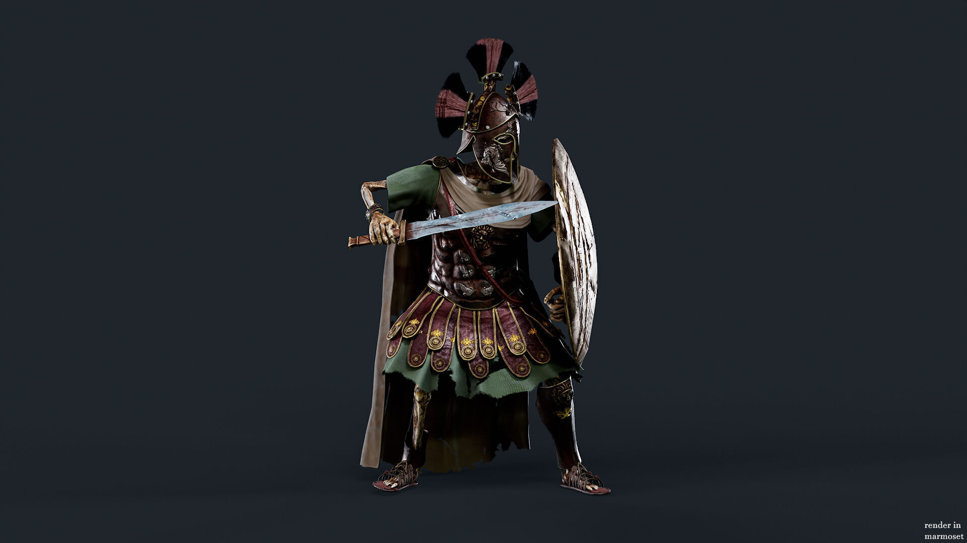 SKELETON SPARTAN ROYAL GUARD Low-poly 3D model_3