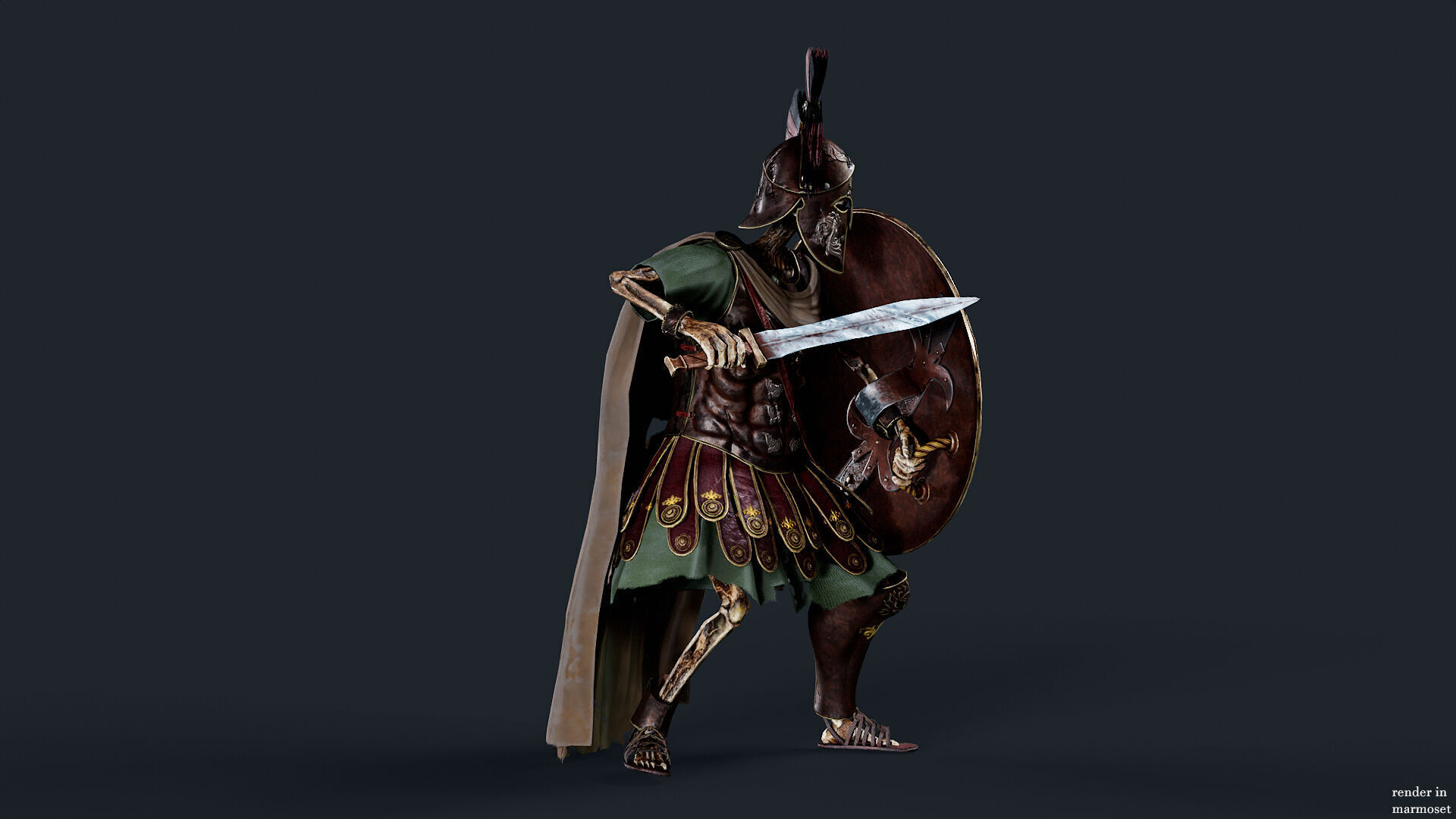 SKELETON SPARTAN ROYAL GUARD Low-poly 3D model_5