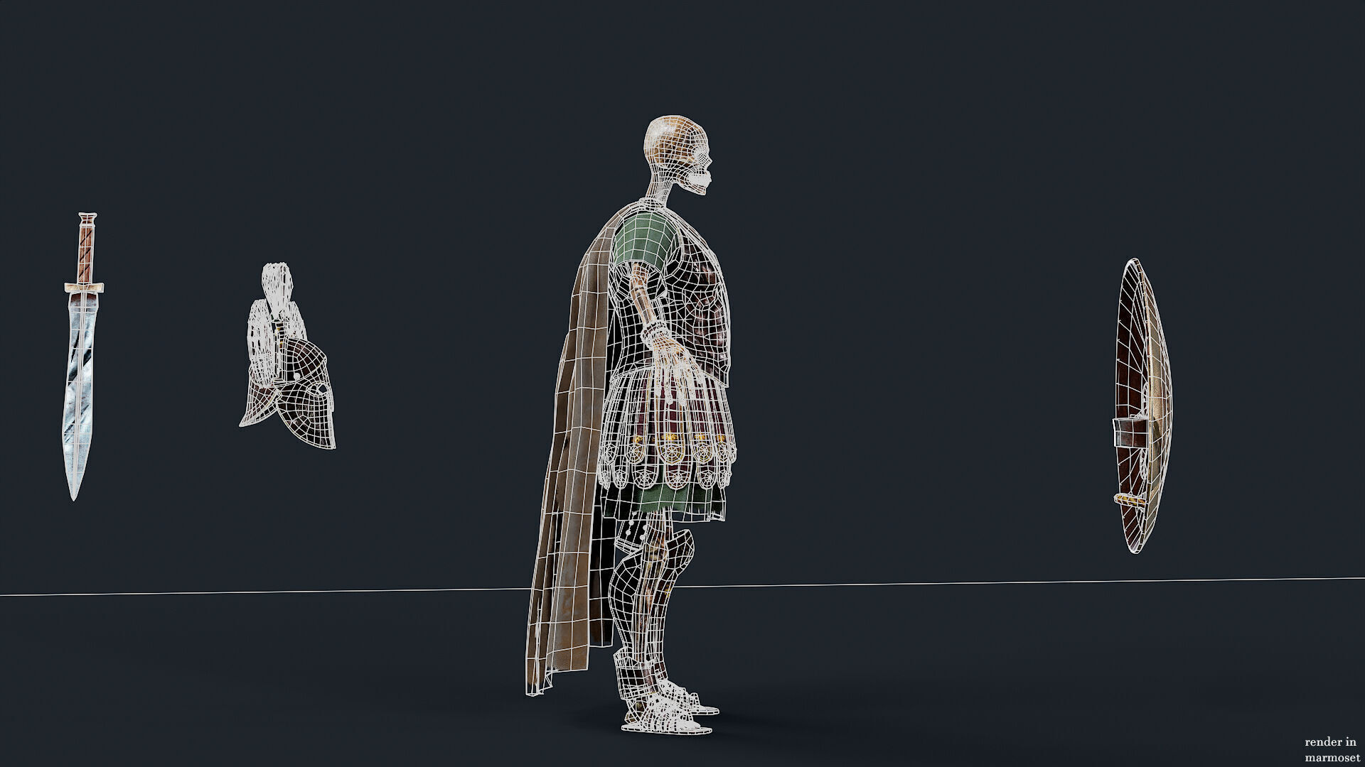 SKELETON SPARTAN ROYAL GUARD Low-poly 3D model_11