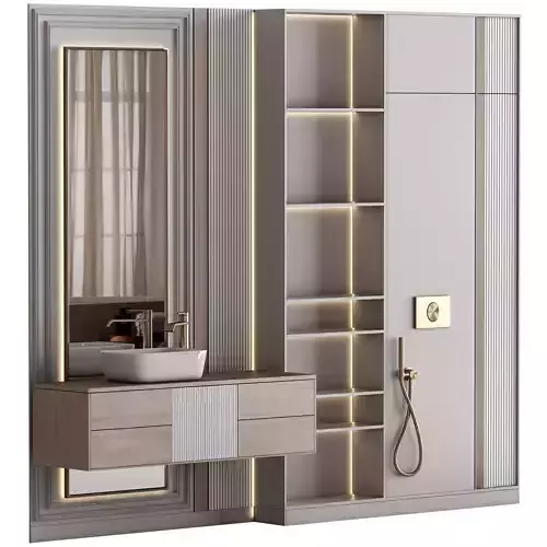 Bathroom furniture N054 in Neoclassic and Modern style Low-poly 3D model